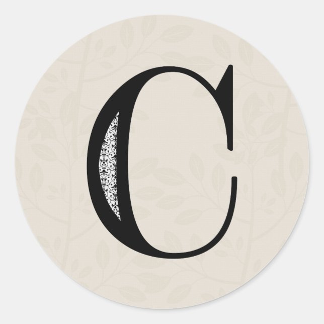 Sticker Rond Lettre Damas C - Noir (Devant)