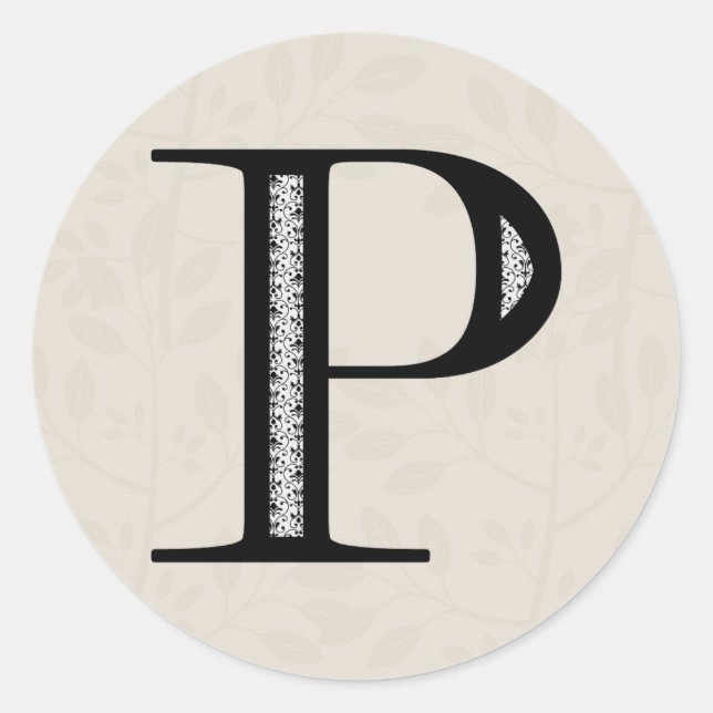 Sticker Rond Lettre Damas P - Noir (Devant)