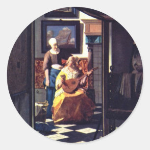 Sticker Rond Lettre D'Amour, Par Johannes Vermeer