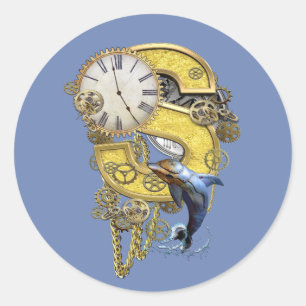 Sticker Rond Lettre d'anniversaire de Steampunk Un Sac messenge