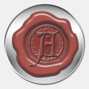 Sticker Rond Lettre de cire à scellés rouges A