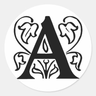 Sticker Rond Lettre de fantaisie A