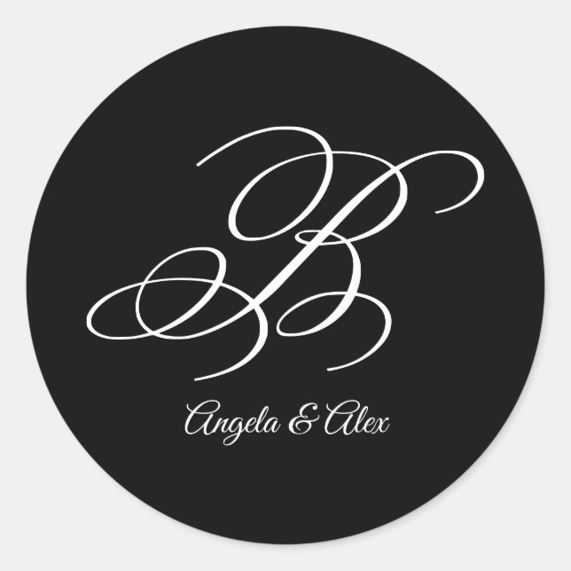 Sticker Rond Lettre de fantaisie mariage B Monogramme (Devant)
