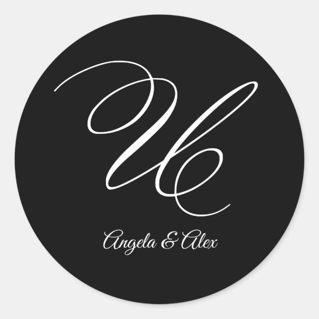 Sticker Rond Lettre de fantaisie mariage U Monogramme (Devant)
