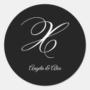 Sticker Rond Lettre de fantaisie mariage X Monogramme
