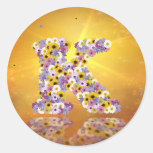 Sticker Rond Lettre de fleurs K