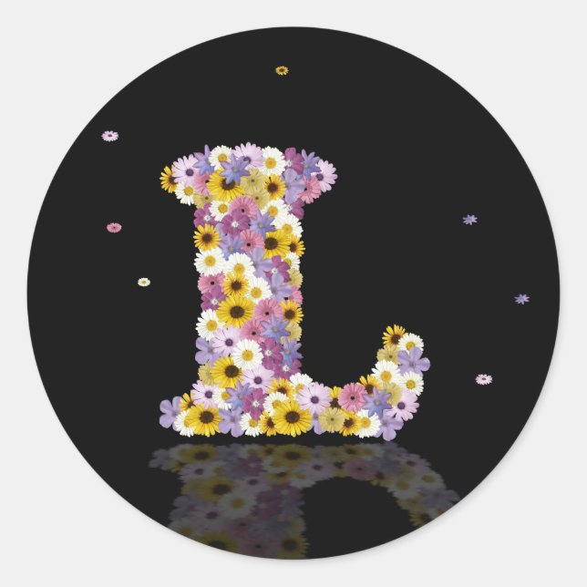 Sticker Rond Lettre de fleurs l (Devant)