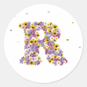 Sticker Rond Lettre de fleurs R
