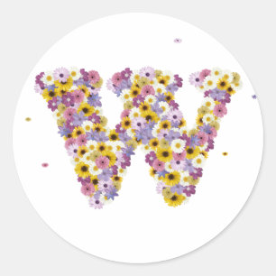 Sticker Rond Lettre de fleurs W