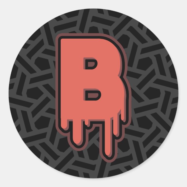 Sticker Rond Lettre de fusion B - Nom personnalisé Cadeau d'ann (Devant)