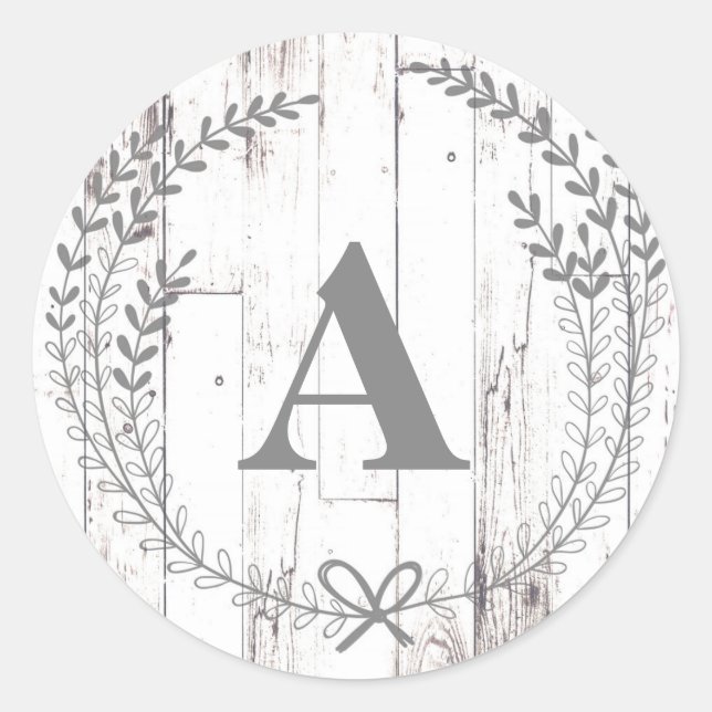 Sticker Rond Lettre de monogramme rustique de ferme en bois bla (Devant)