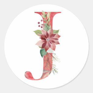 STICKER ROND LETTRE DE NOËL AQUATIQUE J