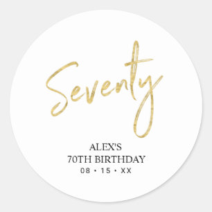 Sticker Rond Lettre dorée Soixante-dix 70e Fête d'anniversaire