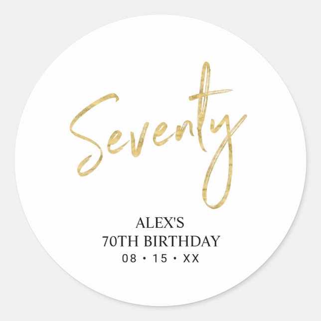 Sticker Rond Lettre dorée Soixante-dix 70e Fête d'anniversaire  (Devant)
