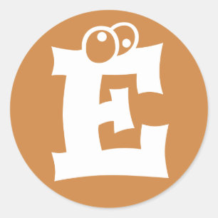 Sticker Rond Lettre E Eyeballs Alphabet par Janz White Pérou Go