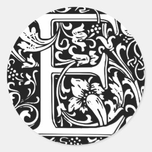 Sticker Rond Lettre E Monogramme médiéval Art Nouveau