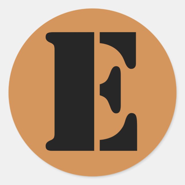 Sticker Rond Lettre E Stencil Alphabet par Janz Pérou Gold (Devant)