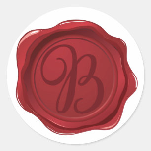 Sticker Rond Lettre fantaisie B Sceau de cire rouge