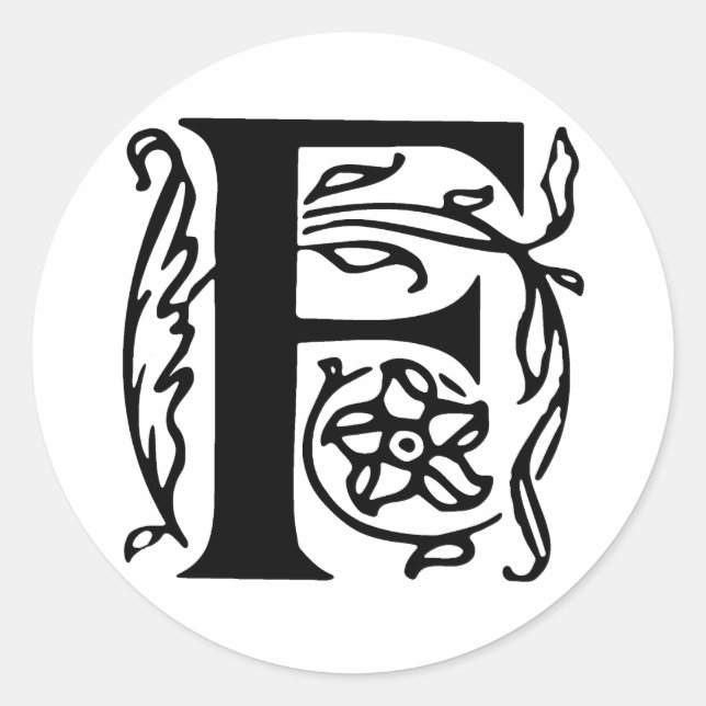 Sticker Rond Lettre fantaisie F (Devant)
