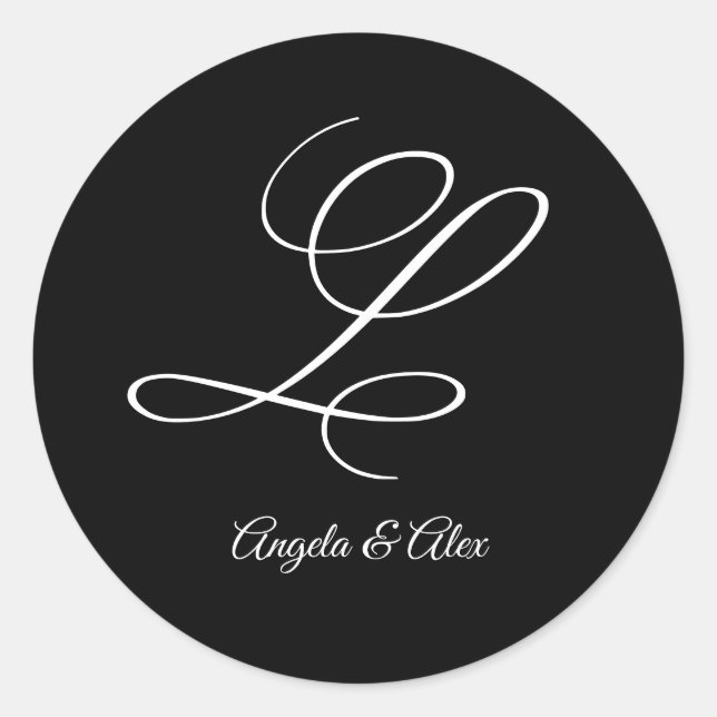 Sticker Rond Lettre fantaisie mariage L Monogramme (Devant)