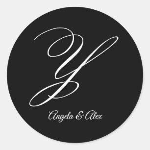 Sticker Rond Lettre fantaisie mariage Y Monogramme