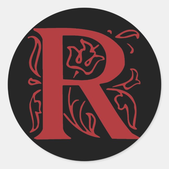 Sticker Rond Lettre fantaisie R (Devant)