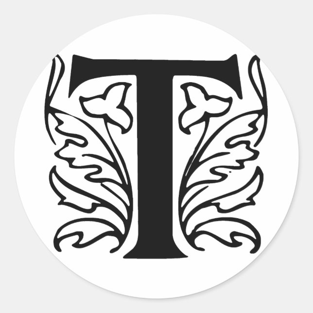 Sticker Rond Lettre fantaisie T (Devant)