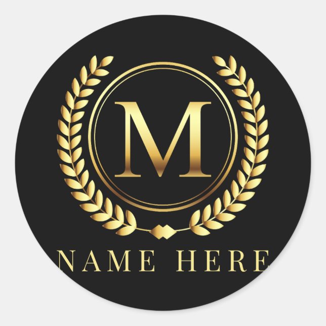 Sticker Rond Lettre florale M initiale monogramme personnalisée (Devant)