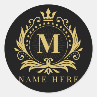 Sticker Rond Lettre florale M initiale monogramme personnalisée