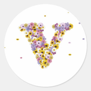 Sticker Rond Lettre florale v