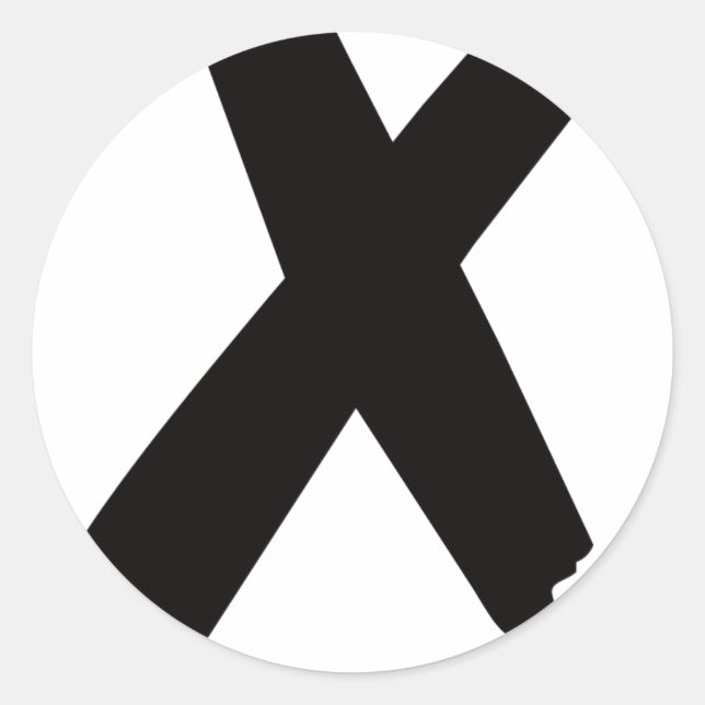 STICKER ROND LETTRE FRANÇAISE "X" (Devant)