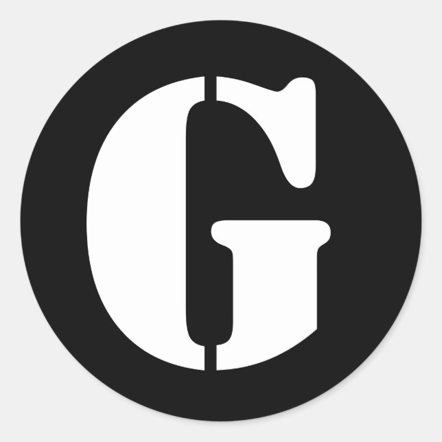 Sticker Rond Lettre G alphabet au crayon par Janz Black (Devant)