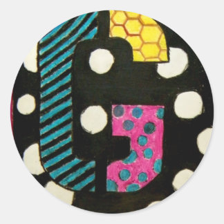 Sticker Rond Lettre G avec Pois