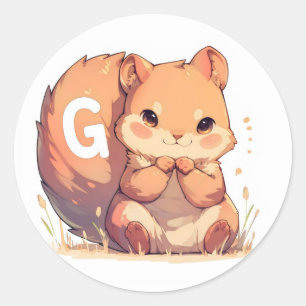 Sticker Rond Lettre G Écureuil