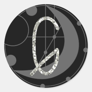 Sticker Rond Lettre G Rune Runogramme Lune géométrique Noir