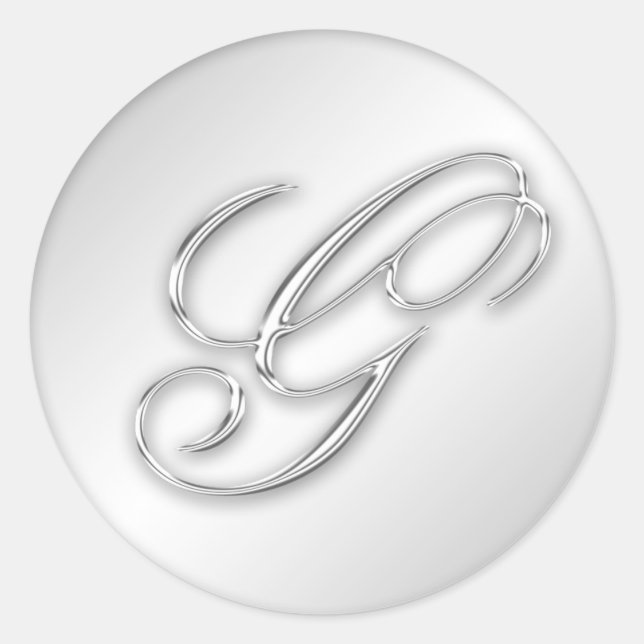 Sticker Rond Lettre G script initial faux argent monogramme fav (Devant)