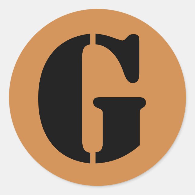 Sticker Rond Lettre G Stencil Alphabet par Janz Pérou Gold (Devant)