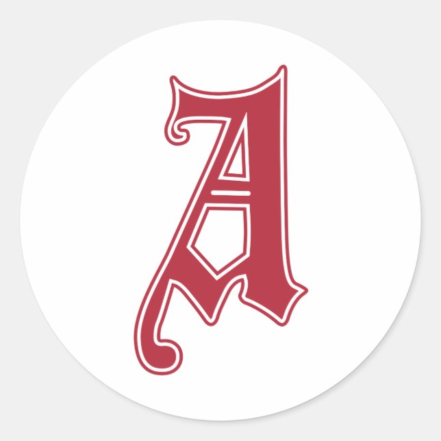 STICKER ROND LETTRE GOTHIQUE ANGLAIS A (Devant)
