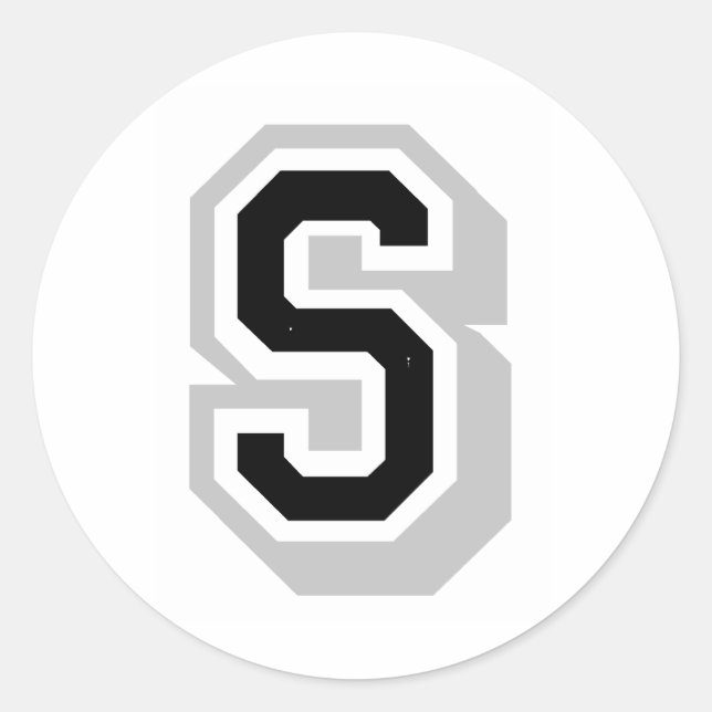 Sticker Rond lettre grise noire S (Devant)