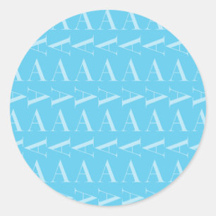 Sticker Rond Lettre initiale A, Aqua Blue