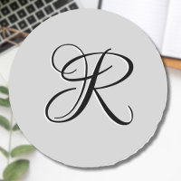 LETTRE INITIALE Calligraphie 3D Noire | Pastel Gre
