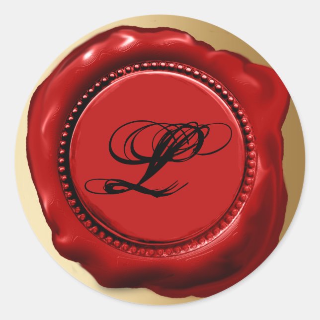 Sticker Rond LETTRE INITIALE DE LA VESTE ROUGE Tendance Sceau (Devant)