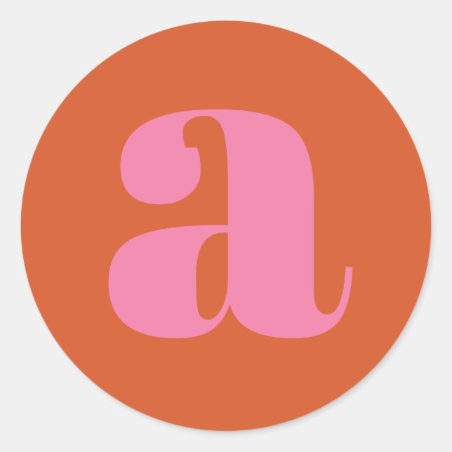 Sticker Rond Lettre initiale de monogramme moderne rose et oran (Devant)