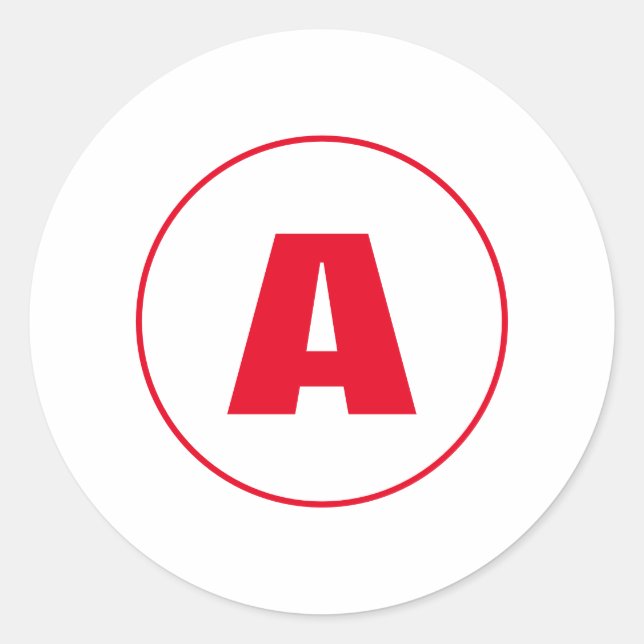 STICKER ROND LETTRE INITIALE MODERNE MODÈLE CHIC CHAUD (Devant)