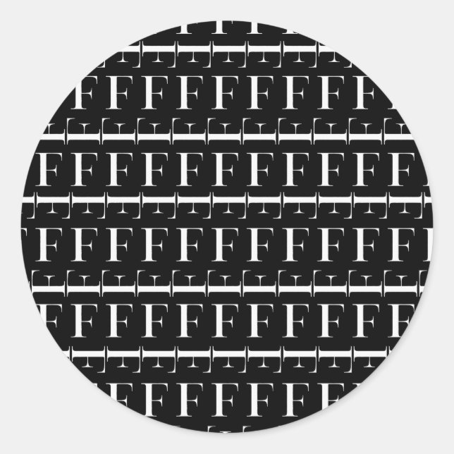 STICKER ROND LETTRE INITIALE MONÂTRE F (Devant)