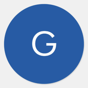 Sticker Rond Lettre initiale Monogramme Moderne Style Bleu