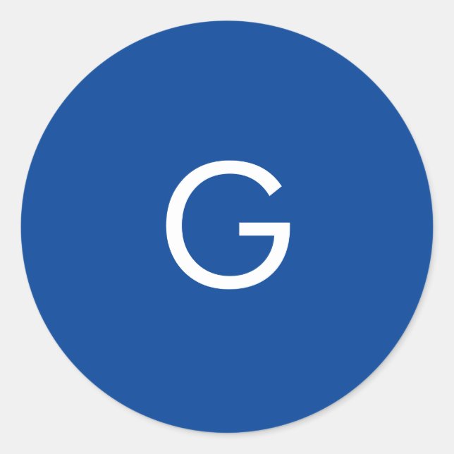 Sticker Rond Lettre initiale Monogramme Moderne Style Bleu (Devant)