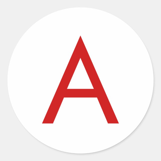 Sticker Rond Lettre initiale Monogramme rouge blanc moderne cla (Devant)