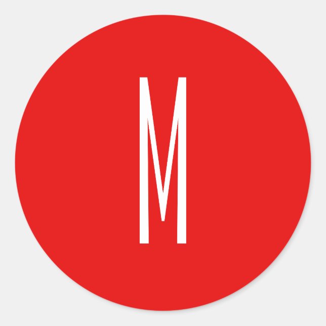 Sticker Rond Lettre initiale Monogramme Style moderne Rouge Bla (Devant)