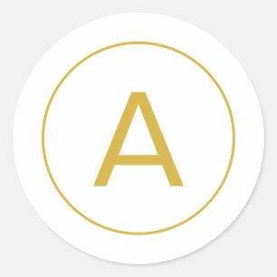 STICKER ROND LETTRE INITIALE MONOGRAPHIQUE ÉLÉGANTE OR COULEUR